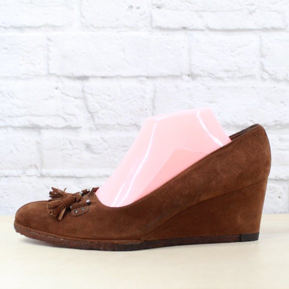 Stuart Weitzman Brown Suede Slip-on Wedge Casual Shoes Size 11 N